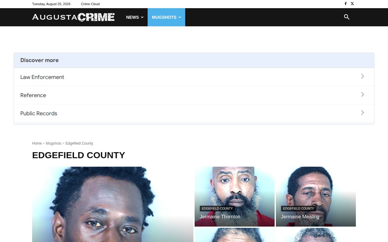 Unofficial AugustaCrime Edgefield County booking archive